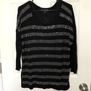 Black Striped Rhinestone Top